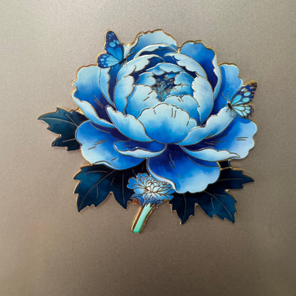 Peony Flower Refrigerator Magnet – Decorative Metal Floral Magnet with Raised Petals & Enamel Finish