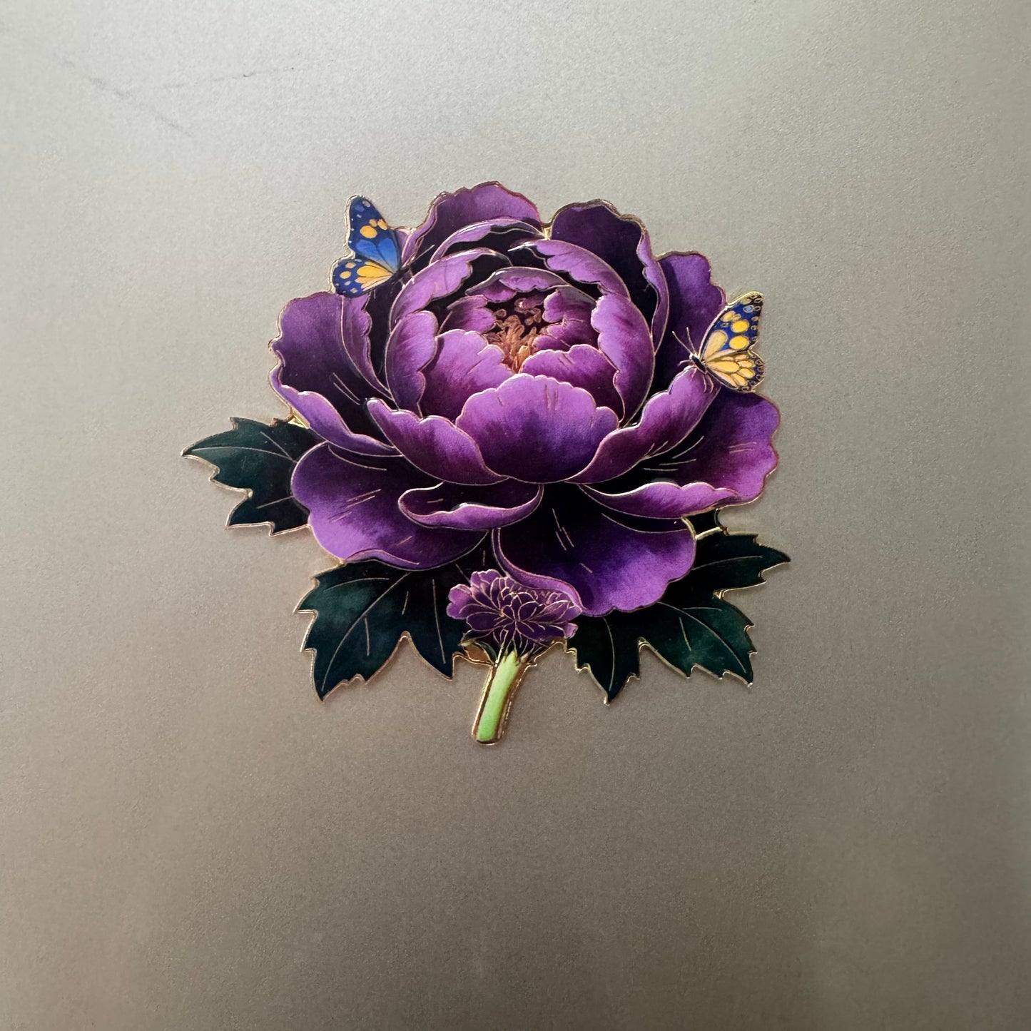 Peony Flower Refrigerator Magnet – Decorative Metal Floral Magnet with Raised Petals & Enamel Finish