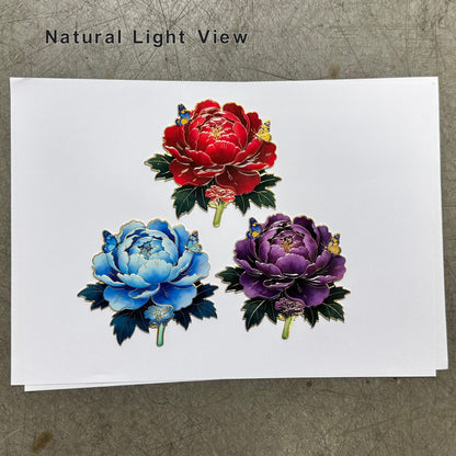 Peony Flower Refrigerator Magnet – Decorative Metal Floral Magnet with Raised Petals & Enamel Finish