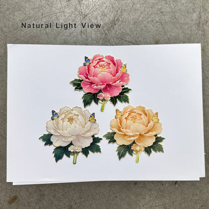 Peony Flower Refrigerator Magnet – Decorative Metal Floral Magnet with Raised Petals & Enamel Finish