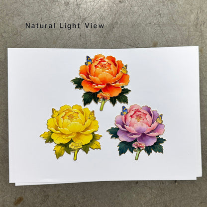 Peony Flower Refrigerator Magnet – Decorative Metal Floral Magnet with Raised Petals & Enamel Finish