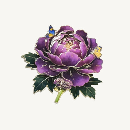 Peony Flower Refrigerator Magnet – Decorative Metal Floral Magnet with Raised Petals & Enamel Finish